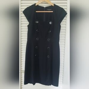 White House Blac Market WHBM Black Button-Detail Dress